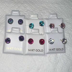 2-7mm month Gem  14k yellow gold stud earrings